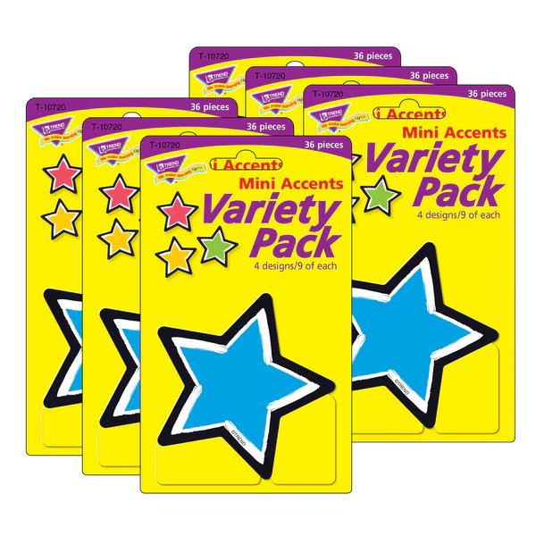 Bold Strokes Stars Mini Accents Variety Pack, 36 Pieces, PK6, Trend Enterprises, Mfr#: T10720